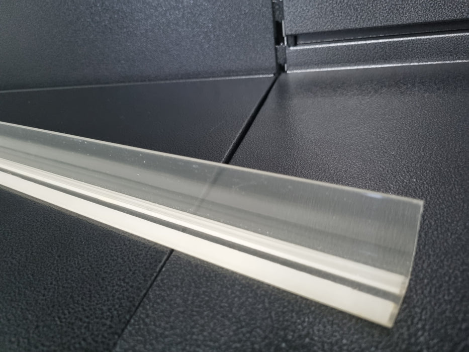 1200mm Acrylic T-Rail with Front Riser (35mm) for Acrylic Divider System