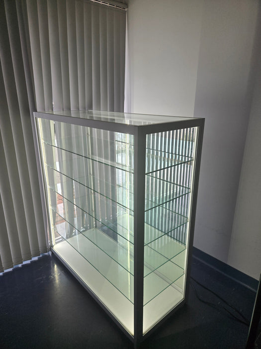 Glass Display Counter with LED Light 1300mm H 1200MM L 500mmW Sliver
