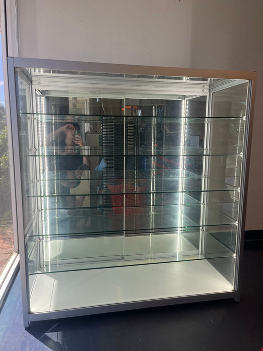 Glass Display Counter with LED Light 1300mm H 1200MM L 500mmW Sliver